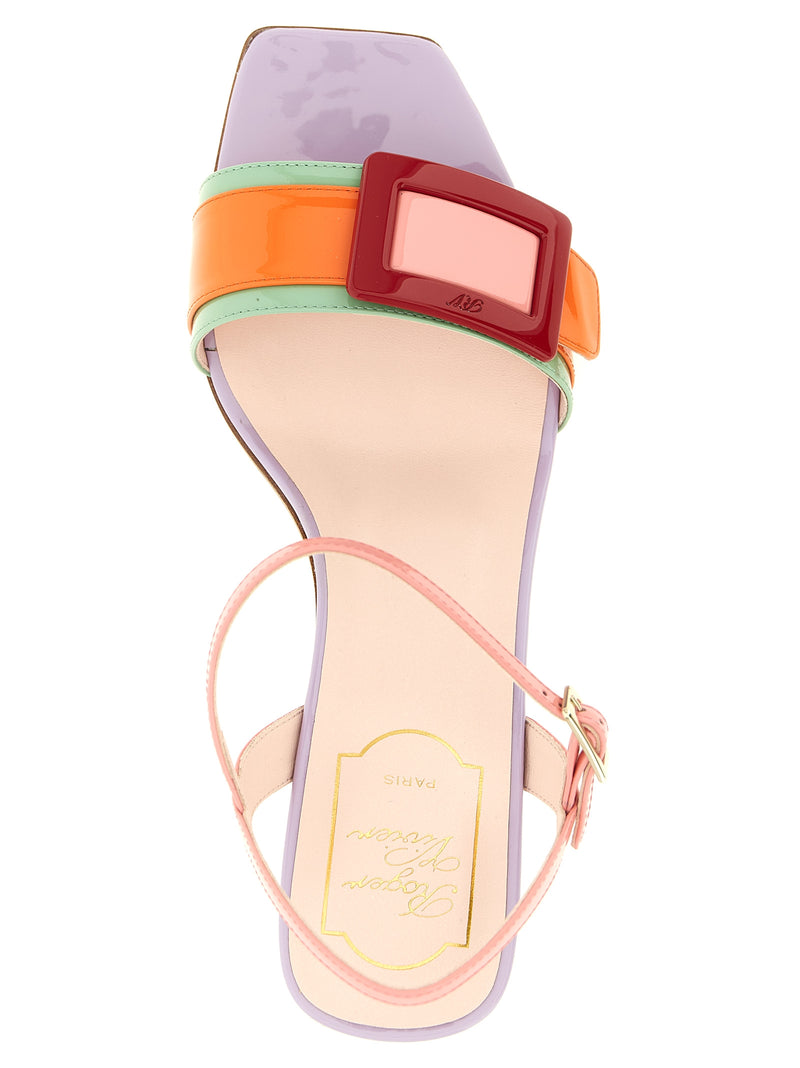 Roger Vivier Multicolor Calfskin Stiletto Heel Sandals