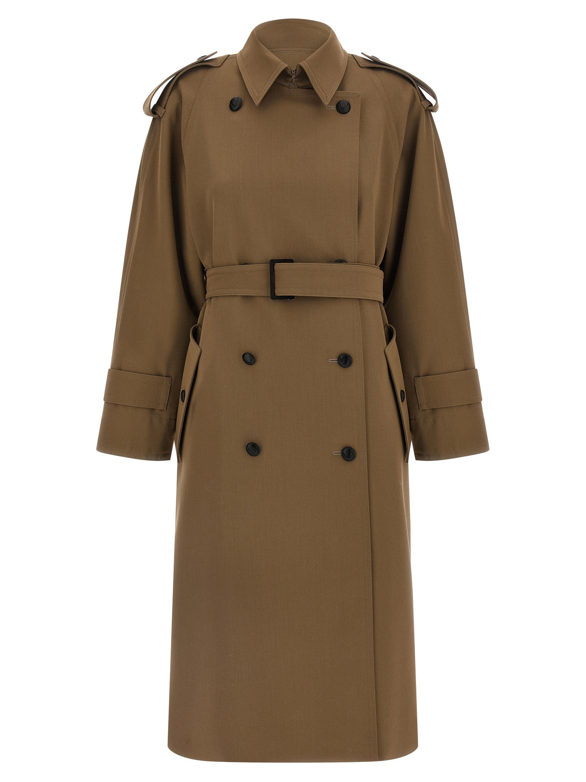 Max Mara Mxmcerto Brown Virgin Wool Trench Coat