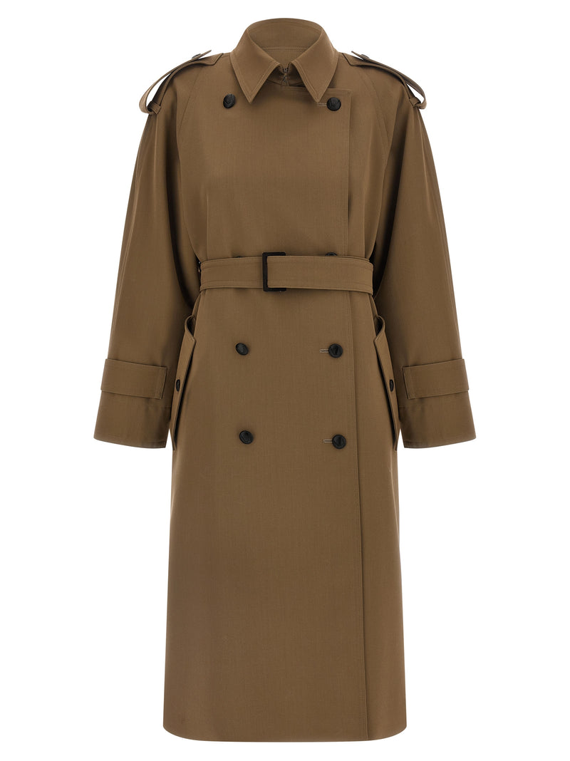 Max Mara Mxmcerto Brown Virgin Wool Trench Coat