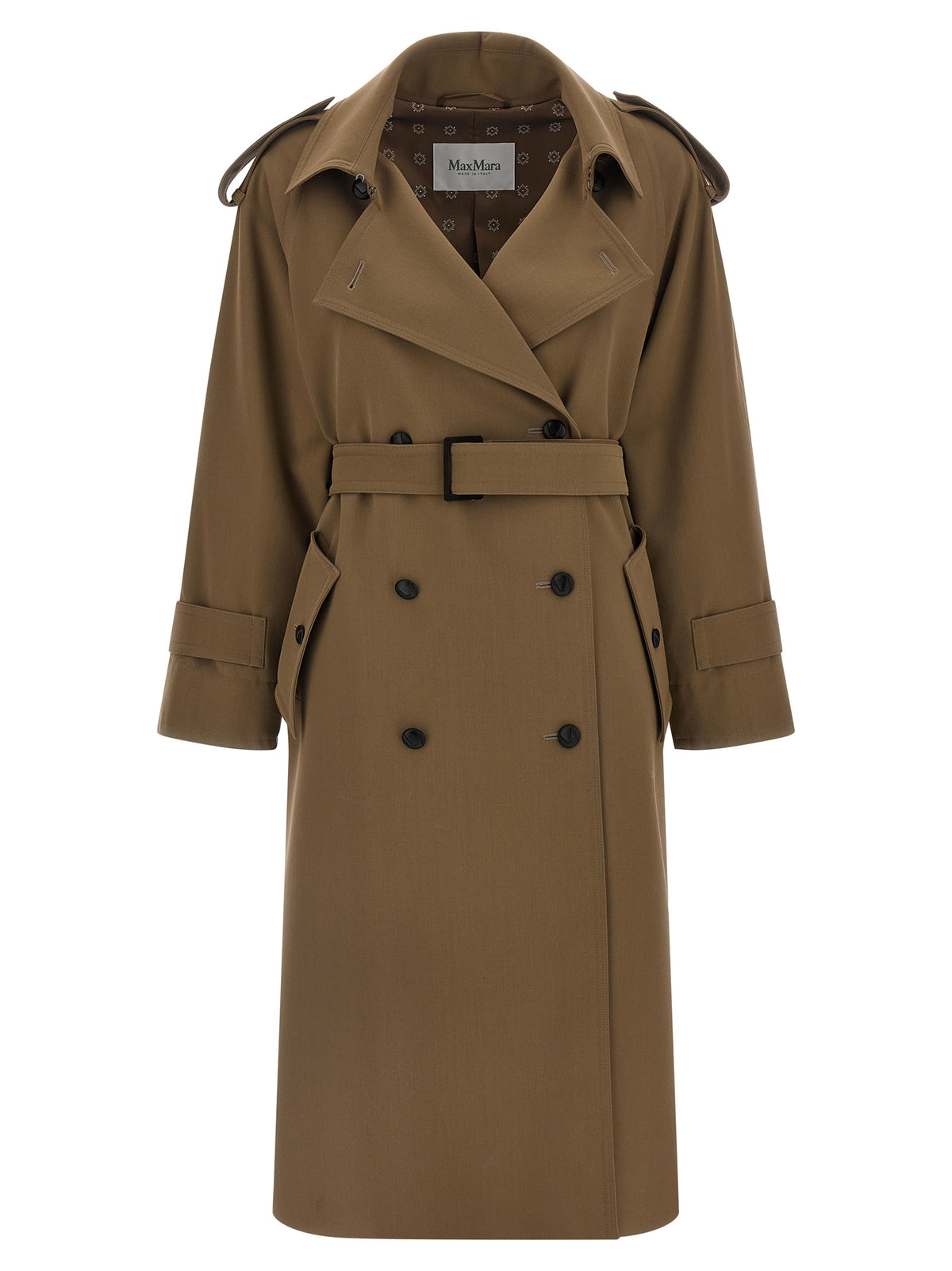 Max Mara Mxmcerto Brown Virgin Wool Trench Coat