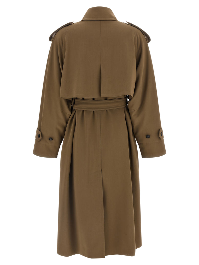 Max Mara Mxmcerto Brown Virgin Wool Trench Coat