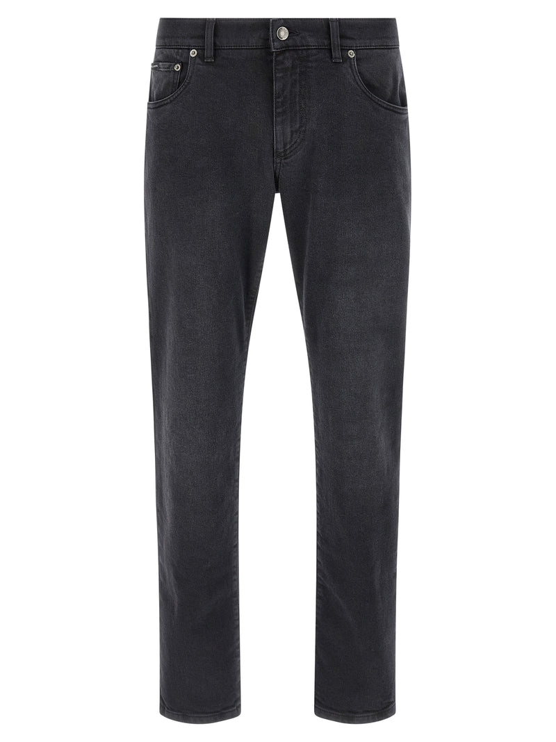 Jeans droits en coton noir Dolce & Gabbana