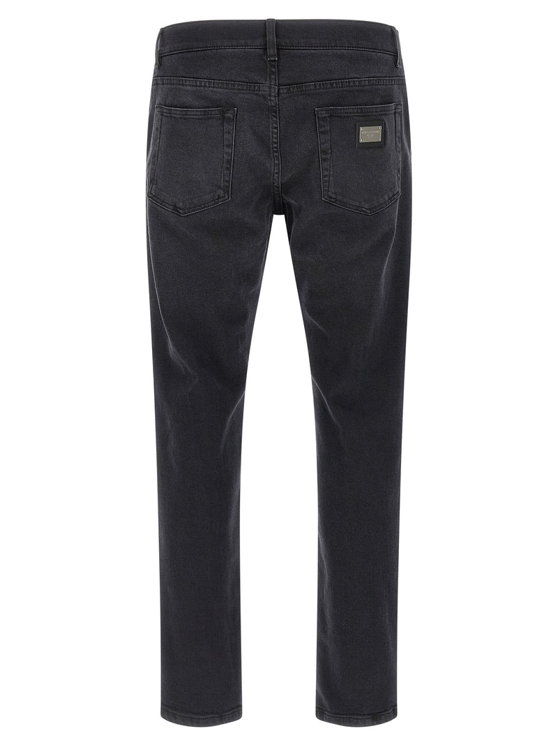 Jeans droits en coton noir Dolce & Gabbana