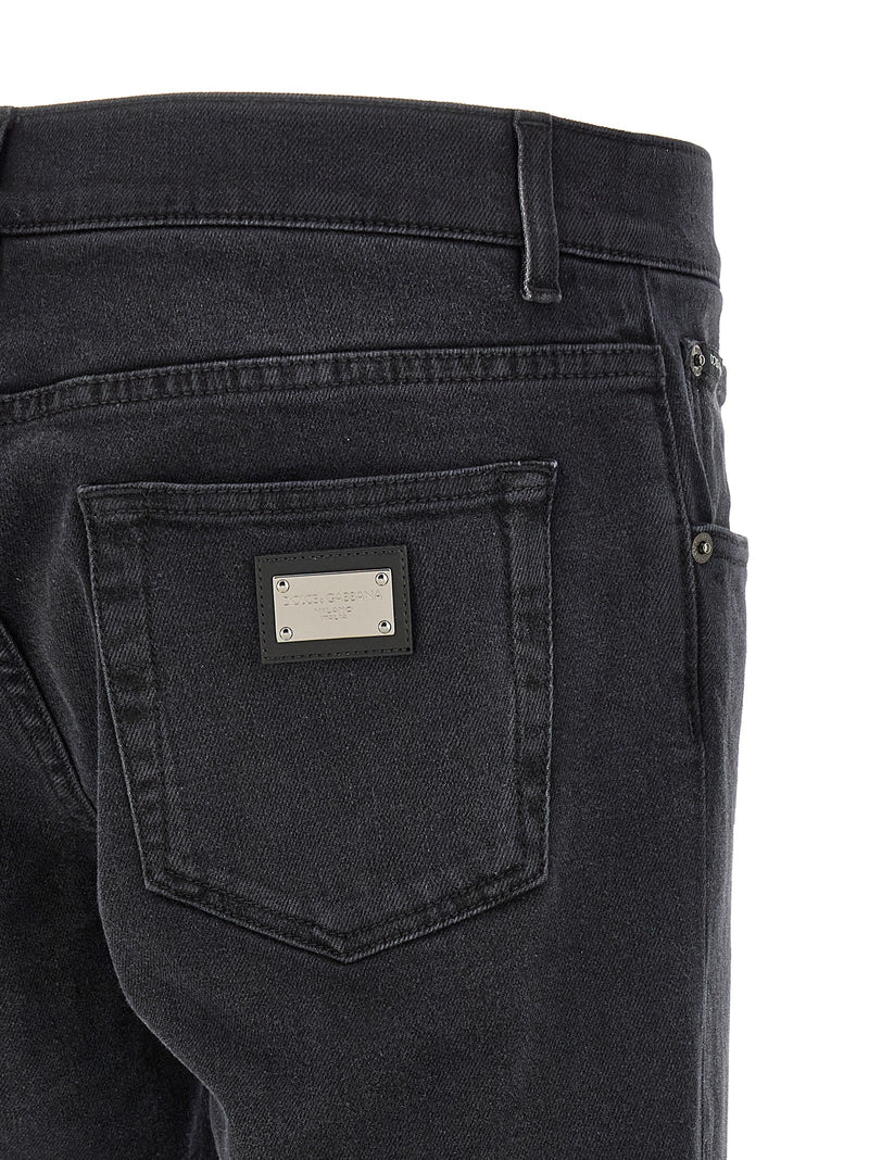 Jeans droits en coton noir Dolce & Gabbana