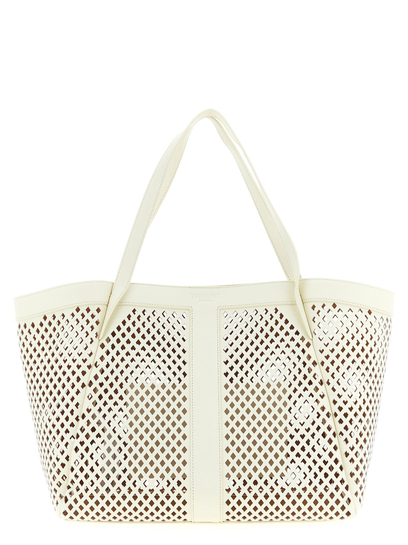 Sac cabas Twinset en cuir blanc