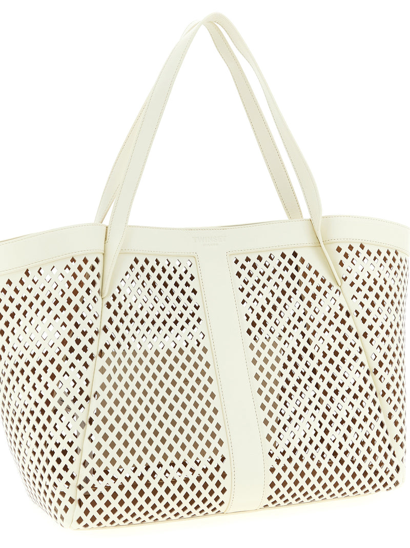 Sac cabas Twinset en cuir blanc