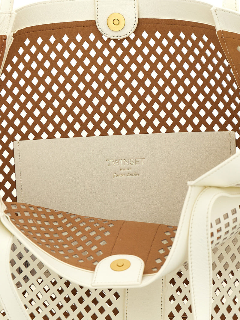 Sac cabas Twinset en cuir blanc