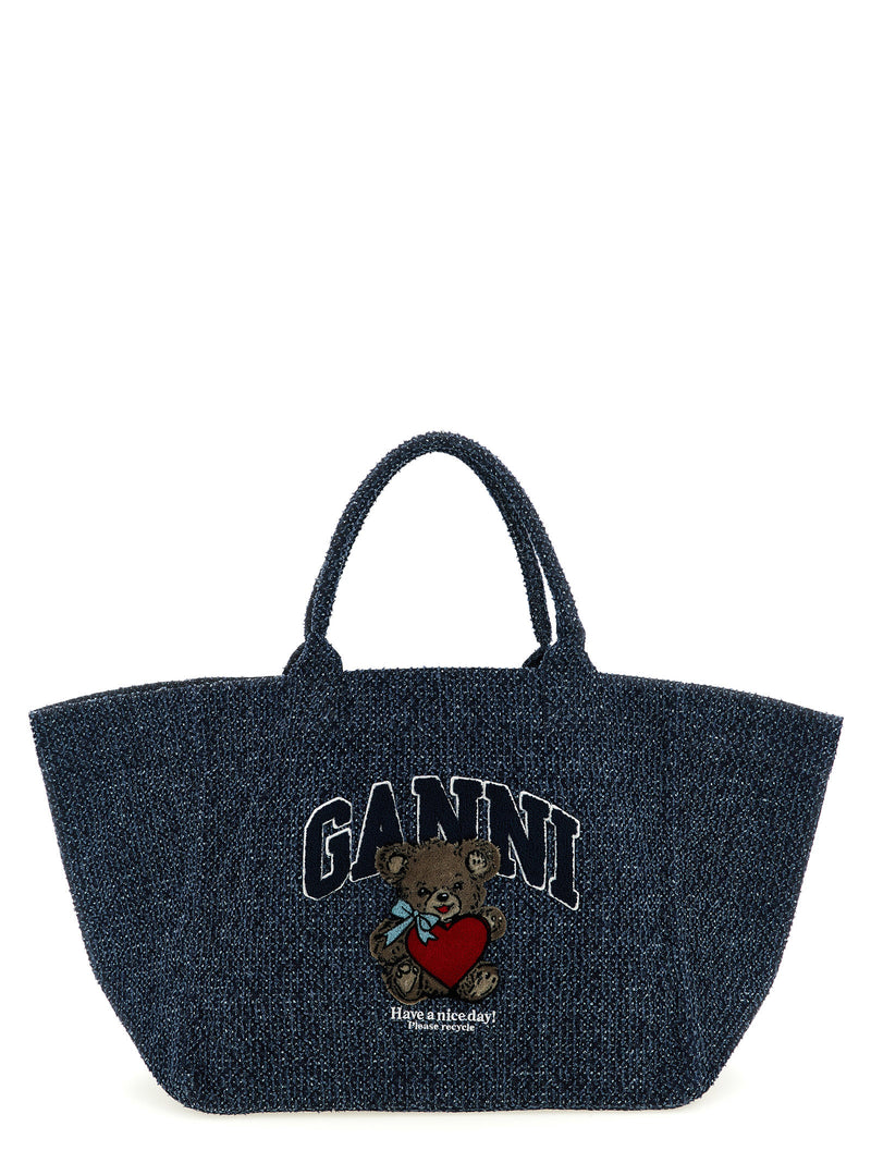 Sac cabas en coton biologique bleu Ganni