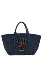 Ganni Blue Organic Cotton Tote Bag