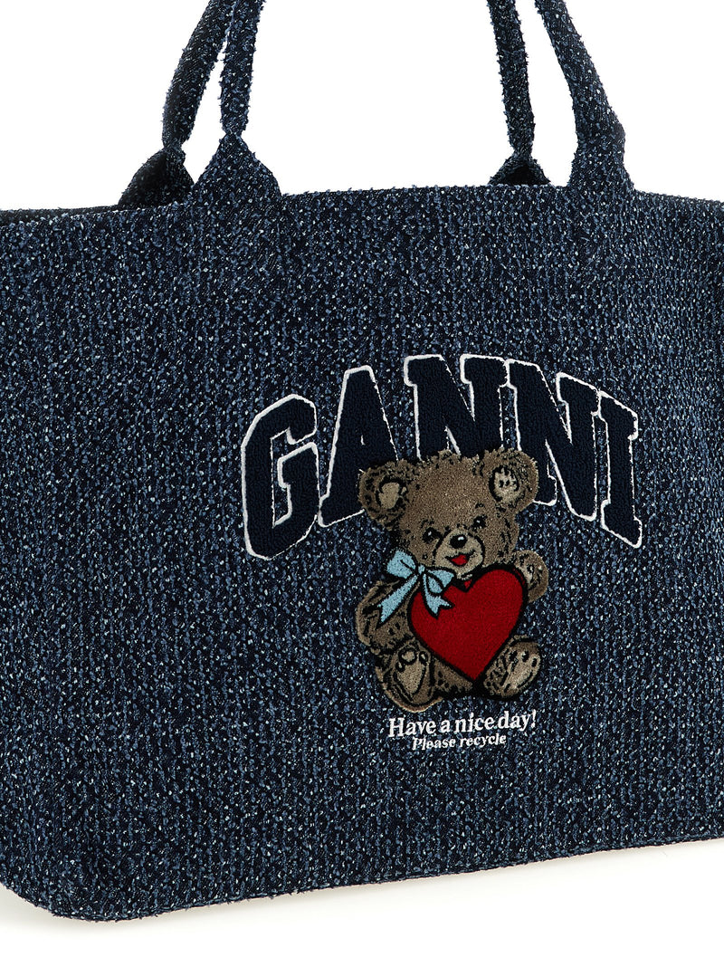 Sac cabas en coton biologique bleu Ganni