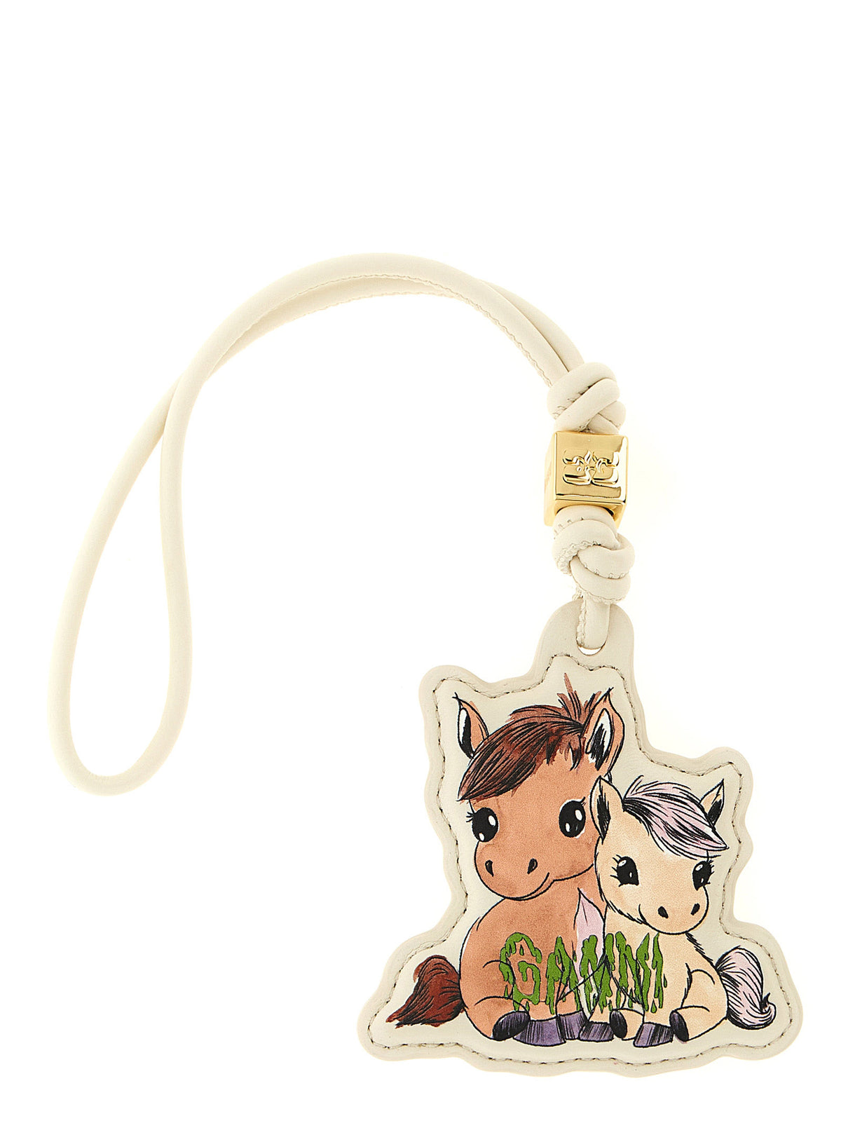 Ganni Beige Leather Keychain - Sustainable Style Statement