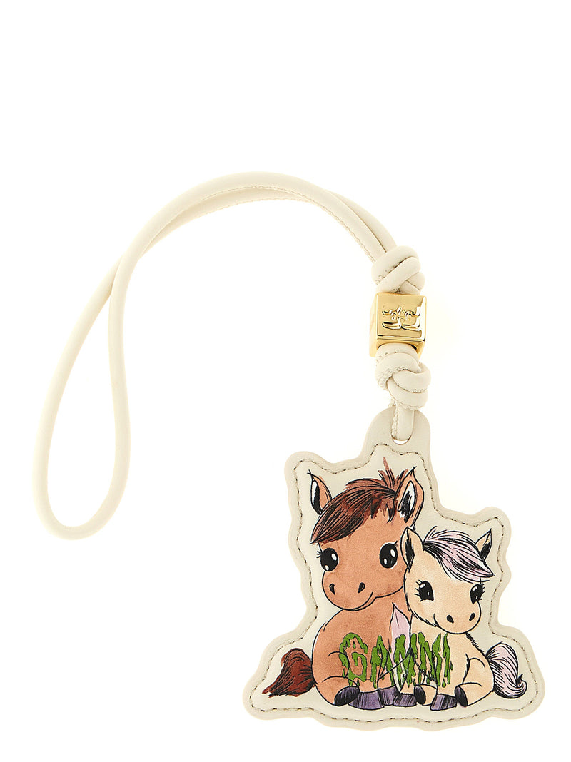 Ganni Beige Leather Keychain - Sustainable Style Statement