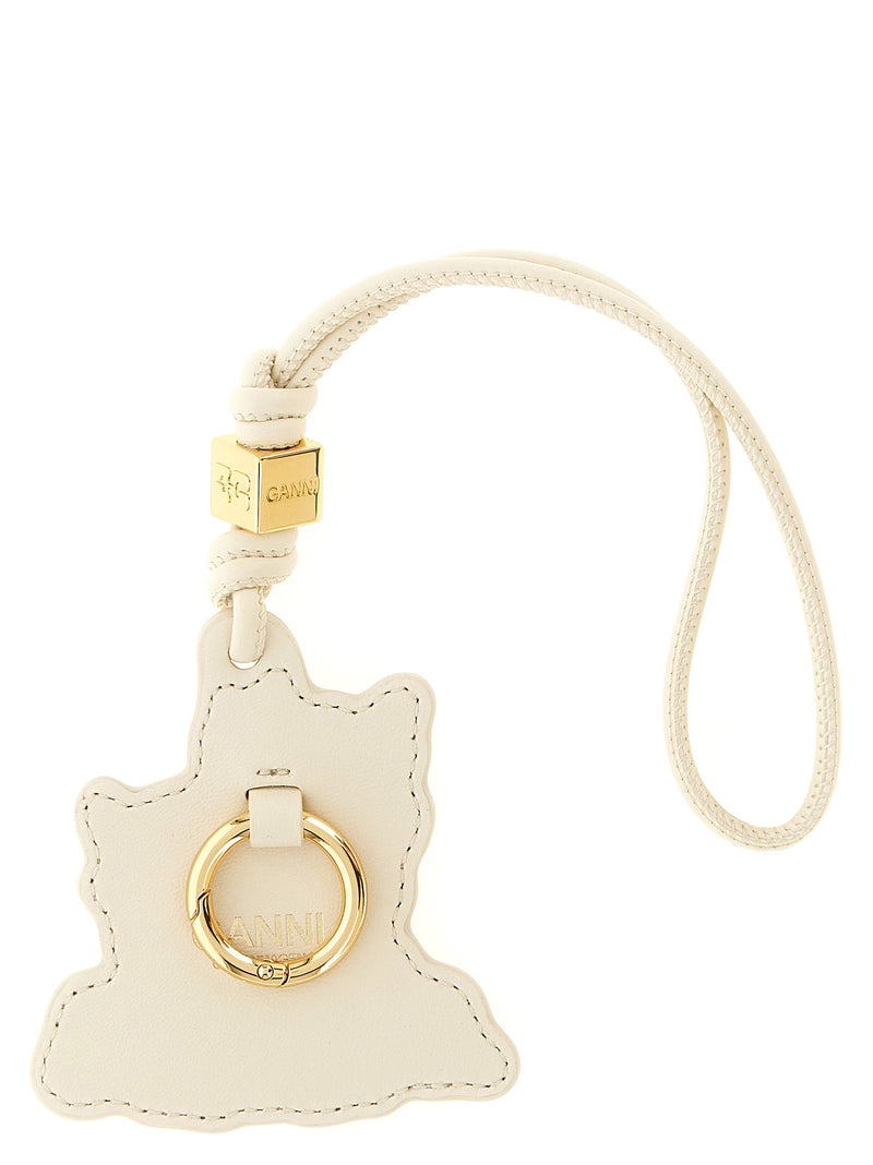 Ganni Beige Leather Keychain - Sustainable Style Statement