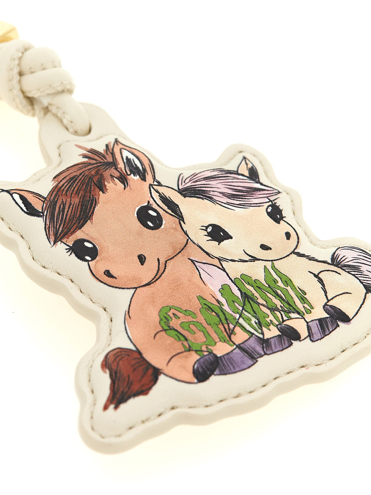 Ganni Beige Leather Keychain - Sustainable Style Statement