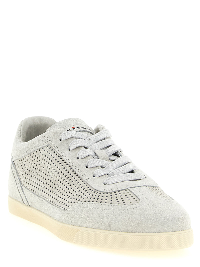 Baskets basses en veau gris Kiton