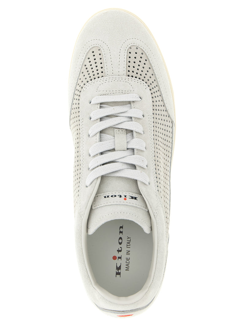 Baskets basses en veau gris Kiton