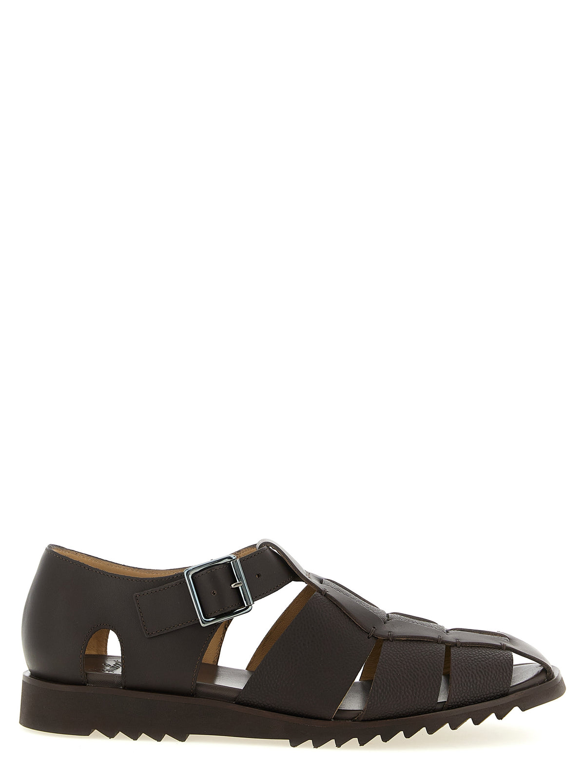 Sandales plates PARABOOT en cuir de veau marron