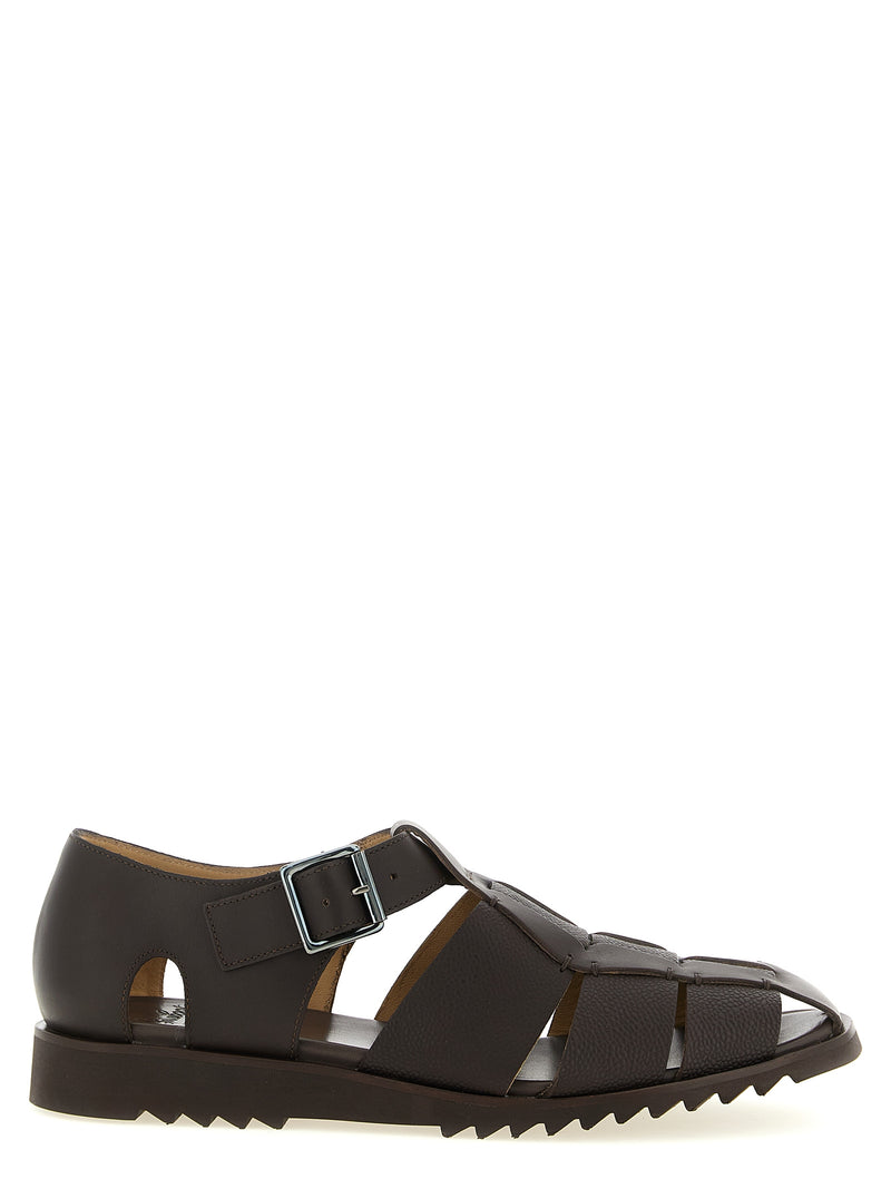 Sandales plates PARABOOT en cuir de veau marron