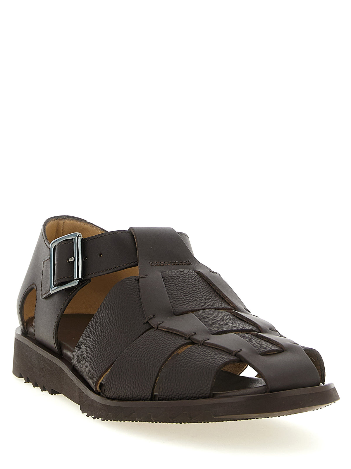 Sandales plates PARABOOT en cuir de veau marron