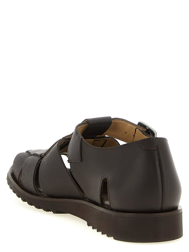 Sandales plates PARABOOT en cuir de veau marron
