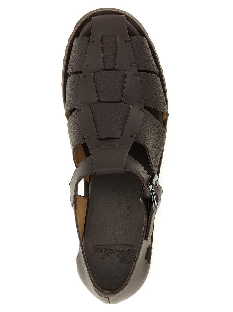 Sandales plates PARABOOT en cuir de veau marron