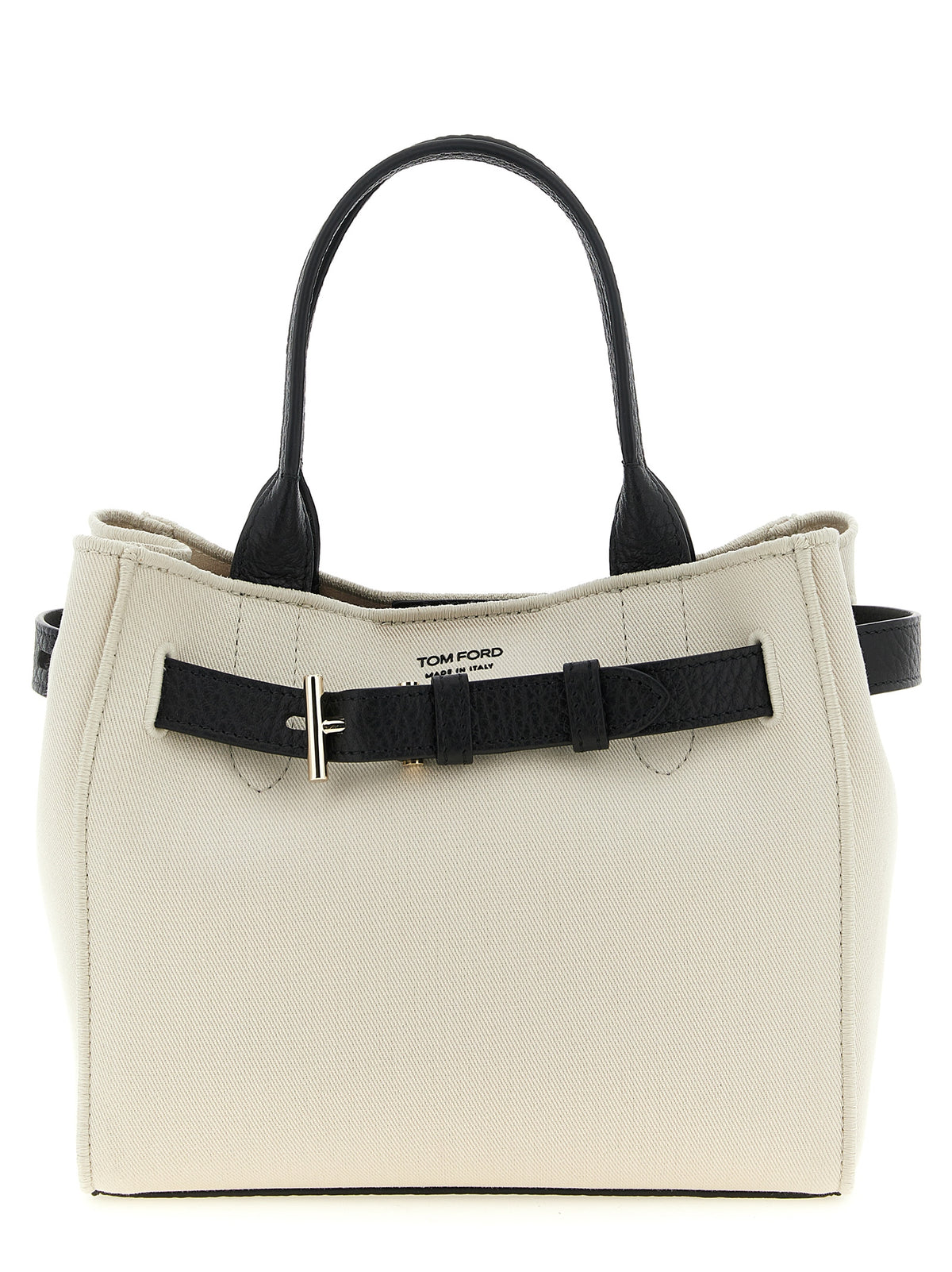 Tom Ford Audrey Bicolor Cotton Tote Bag - White/Black