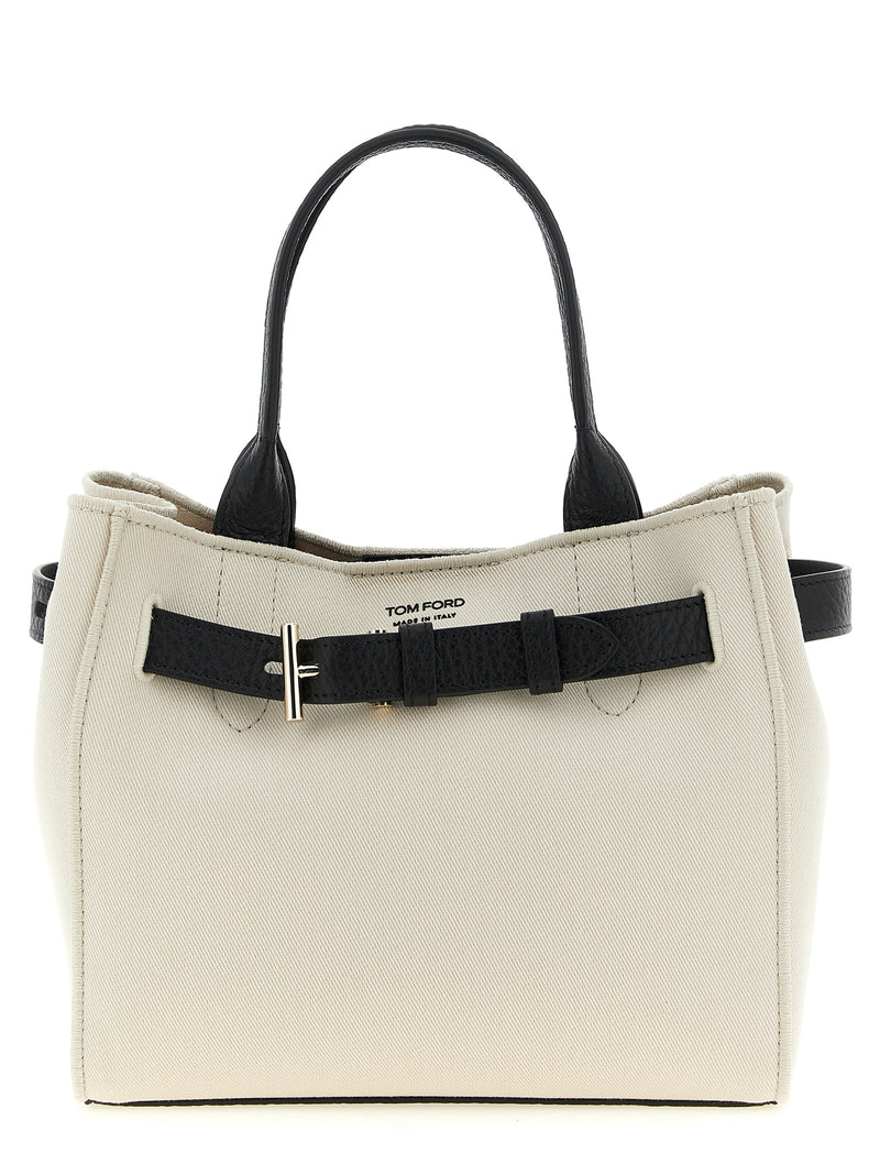 Tom Ford Audrey Bicolor Cotton Tote Bag - White/Black