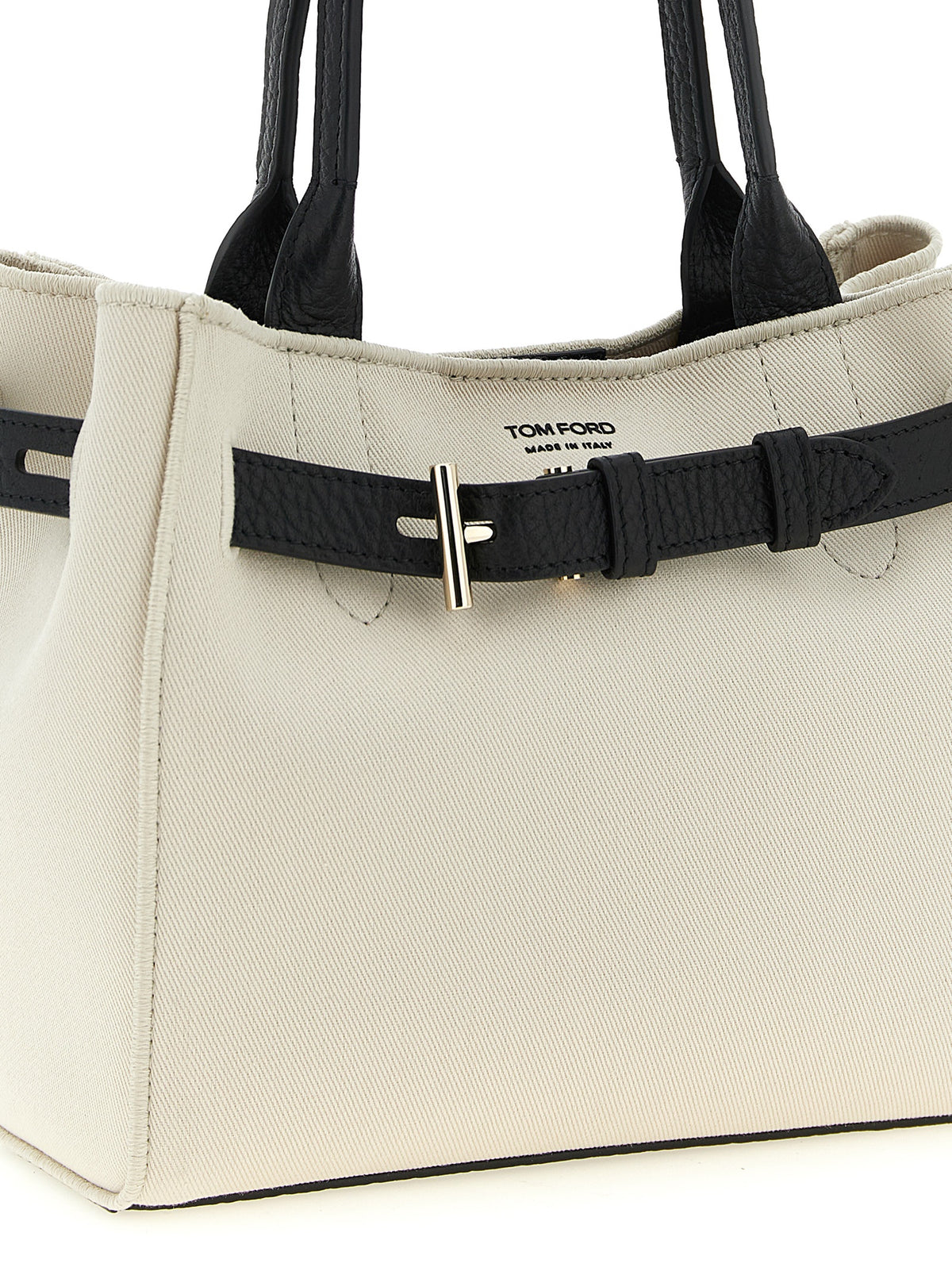 Tom Ford Audrey Bicolor Cotton Tote Bag - White/Black