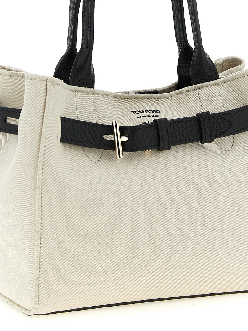 Tom Ford Audrey Bicolor Cotton Tote Bag - White/Black