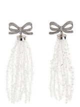 Self-Portrait Silver Copper Earrings - Bow Beaded Waterfall Design