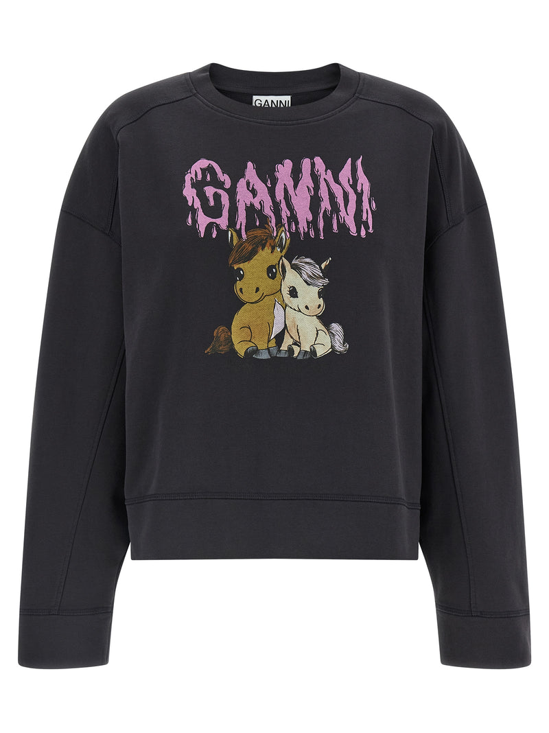 Sweat-shirt Ganni en coton biologique noir