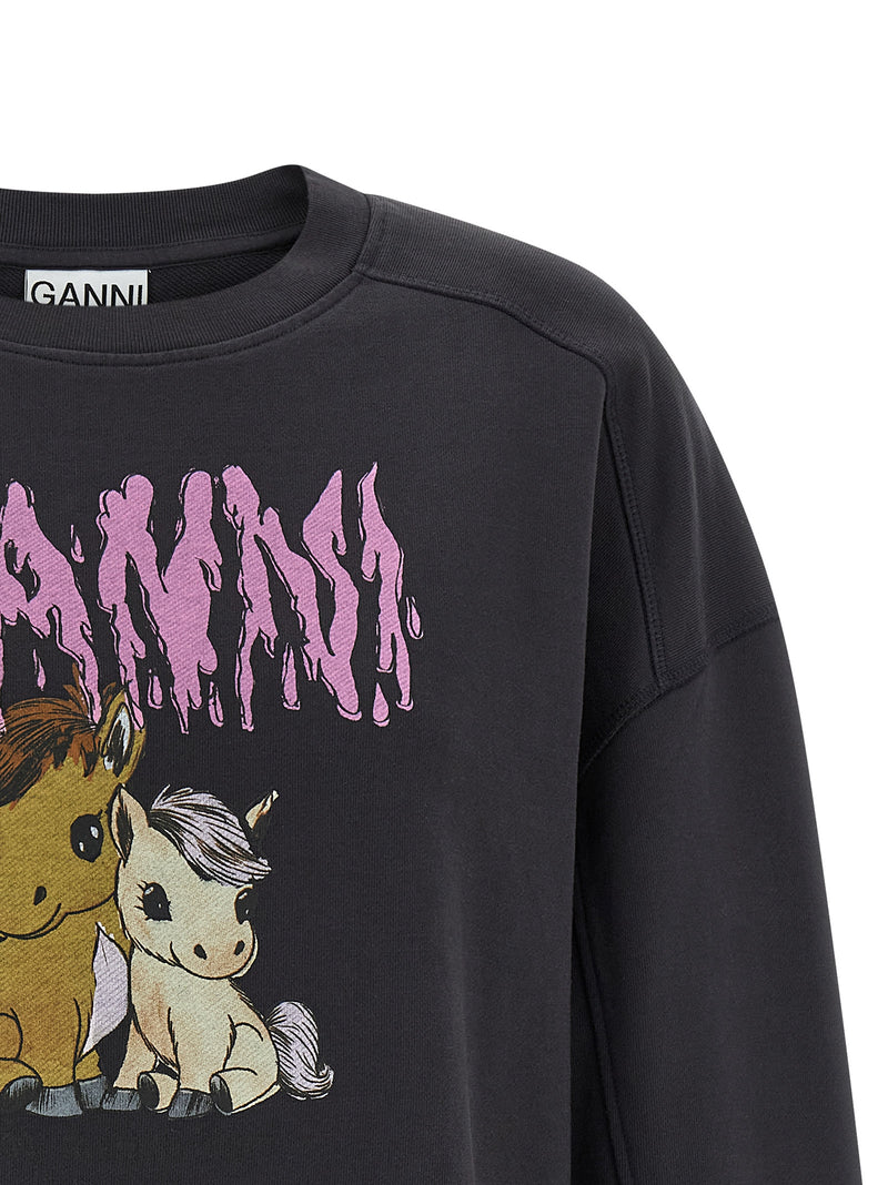 Sweat-shirt Ganni en coton biologique noir