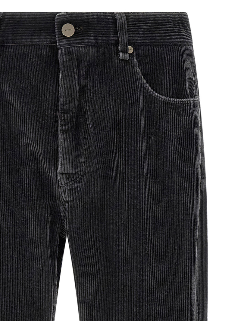 Pantalon décontracté en coton gris Fendi