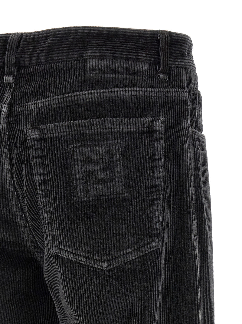Pantalon décontracté en coton gris Fendi