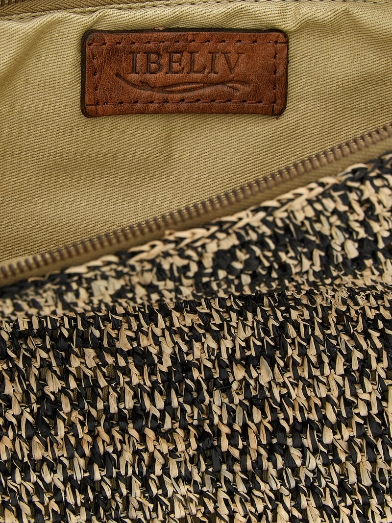 Ibeliv Bicolor Raffia Clutch Bag - Chic Two-Tone Design