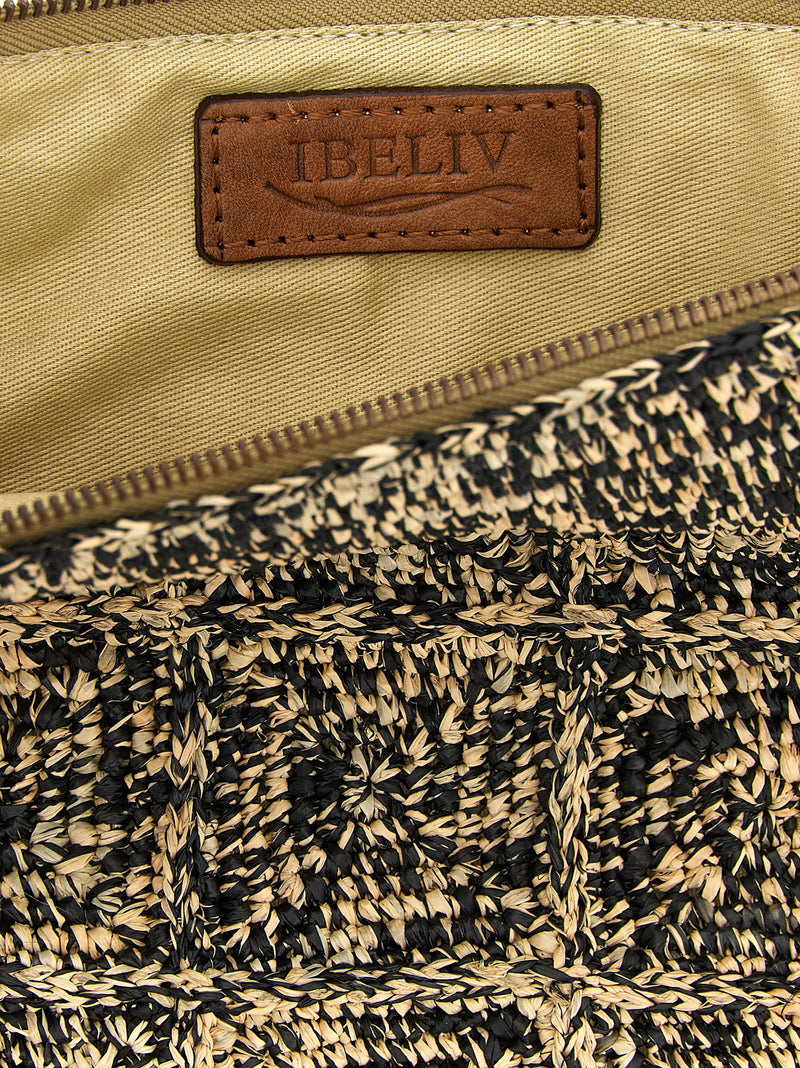 Pochette bicolore en raphia Ibeliv