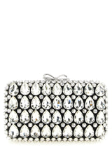 Self-Portrait Black Polyester Clutch Bag with Crystal Detail