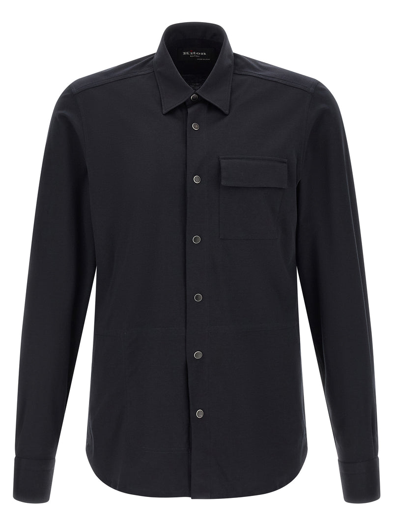 Kiton Blue Cotton Buba Shirt for Men
