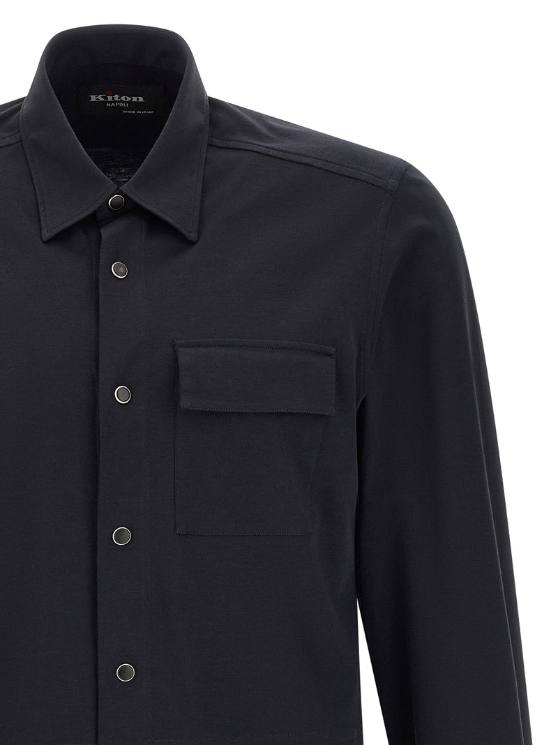 Kiton Blue Cotton Buba Shirt for Men