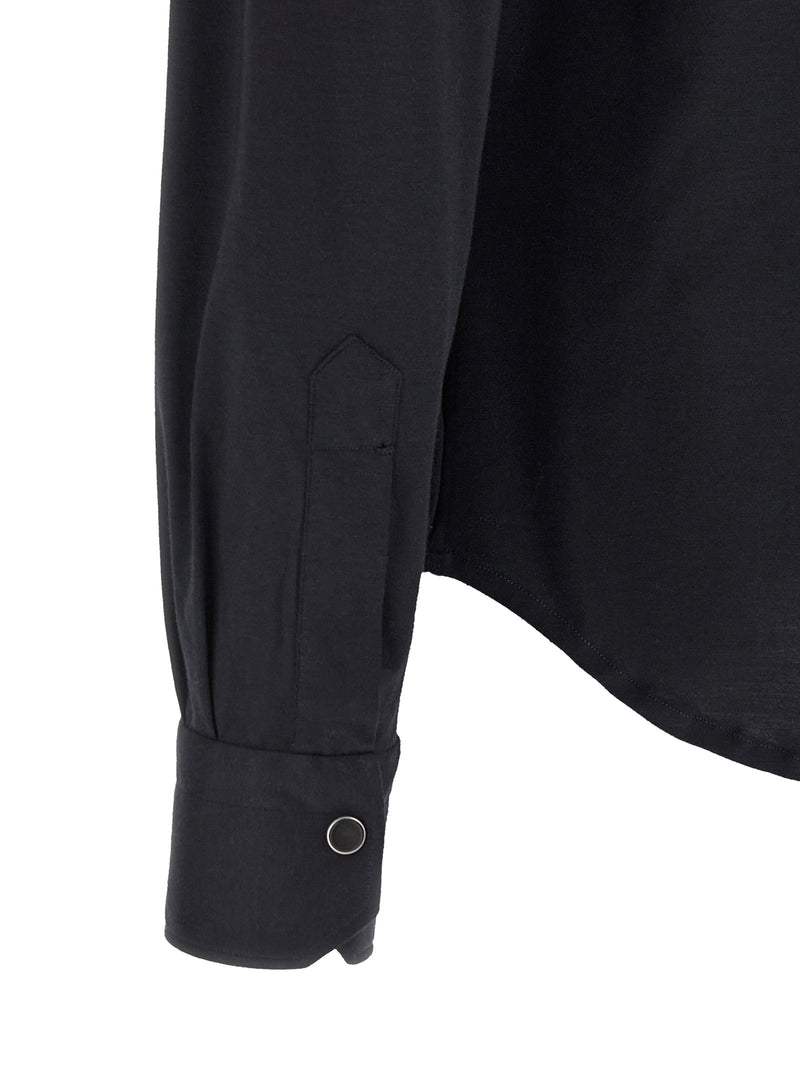 Kiton Blue Cotton Buba Shirt for Men
