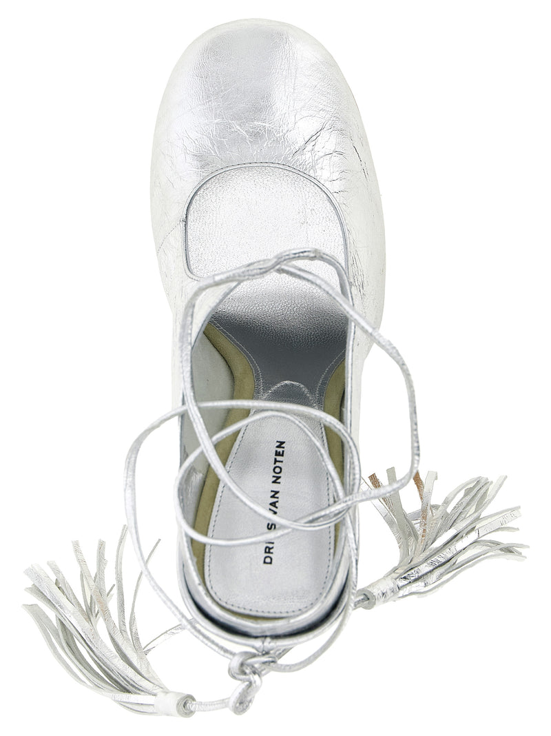 Dries Van Noten Silver Lamb Leather High Heel Pumps