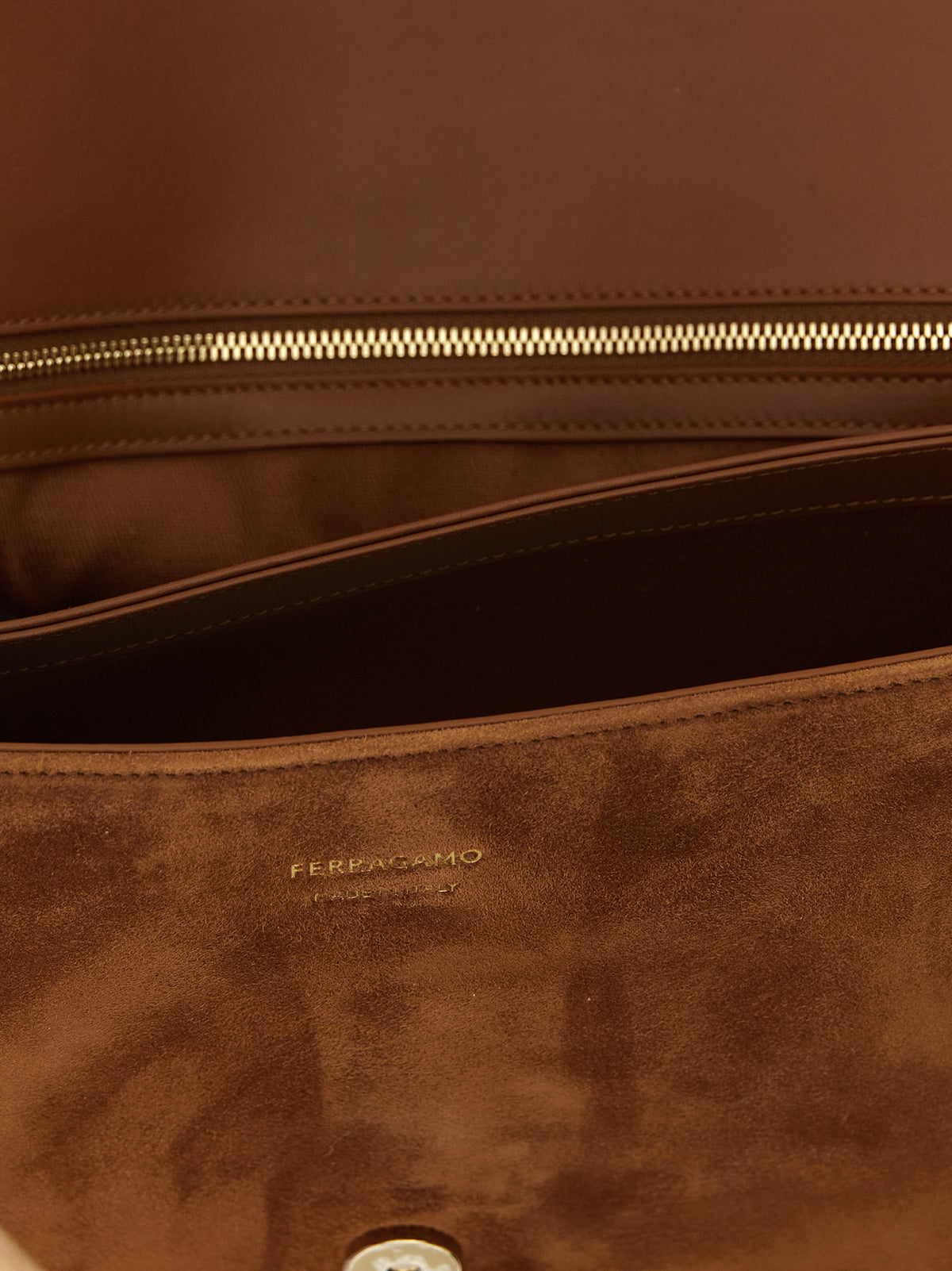 Ferragamo Brown Goatskin Shoulder Bag