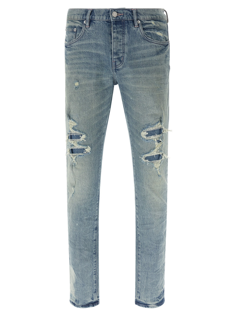 PURPLE P001 Repairs Blue Cotton Skinny Jeans