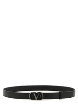 Ceinture classique en cuir de veau noir Valentino Garavani