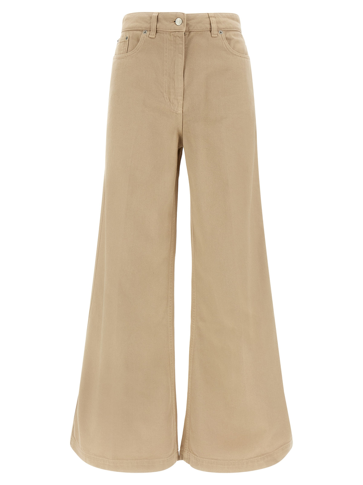 Pantalon évasé en coton beige NUDE