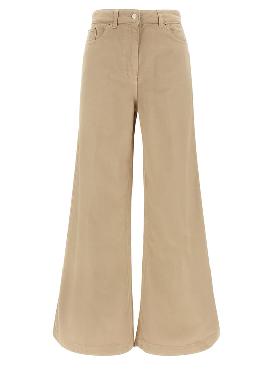 Pantalon évasé en coton beige NUDE
