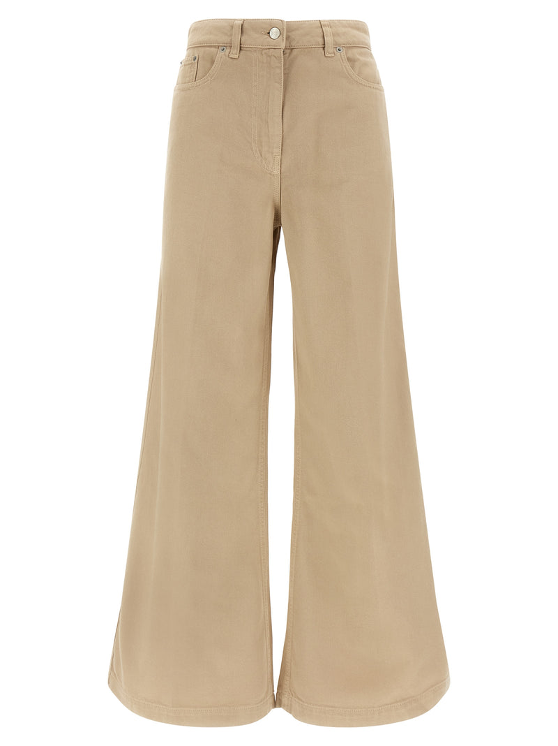 NUDE Beige Cotton Flared Pants