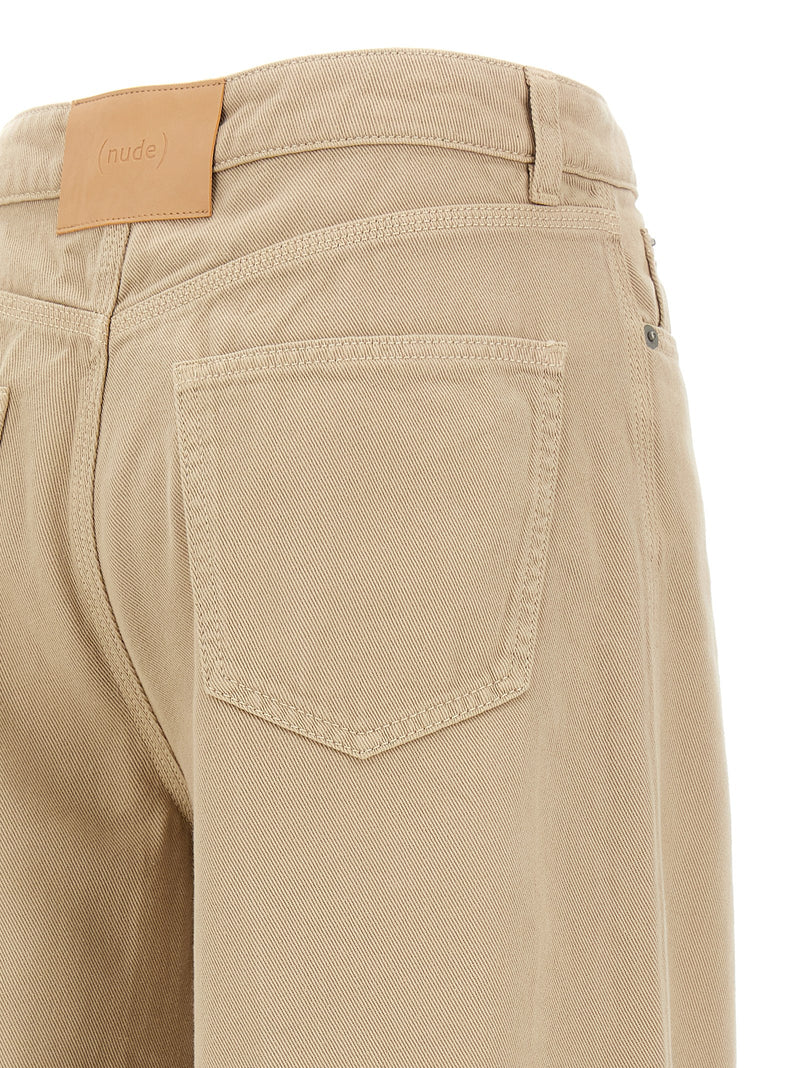 NUDE Beige Cotton Flared Pants