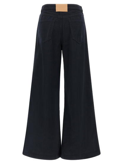 NUDE Blue Cotton Flared Pants