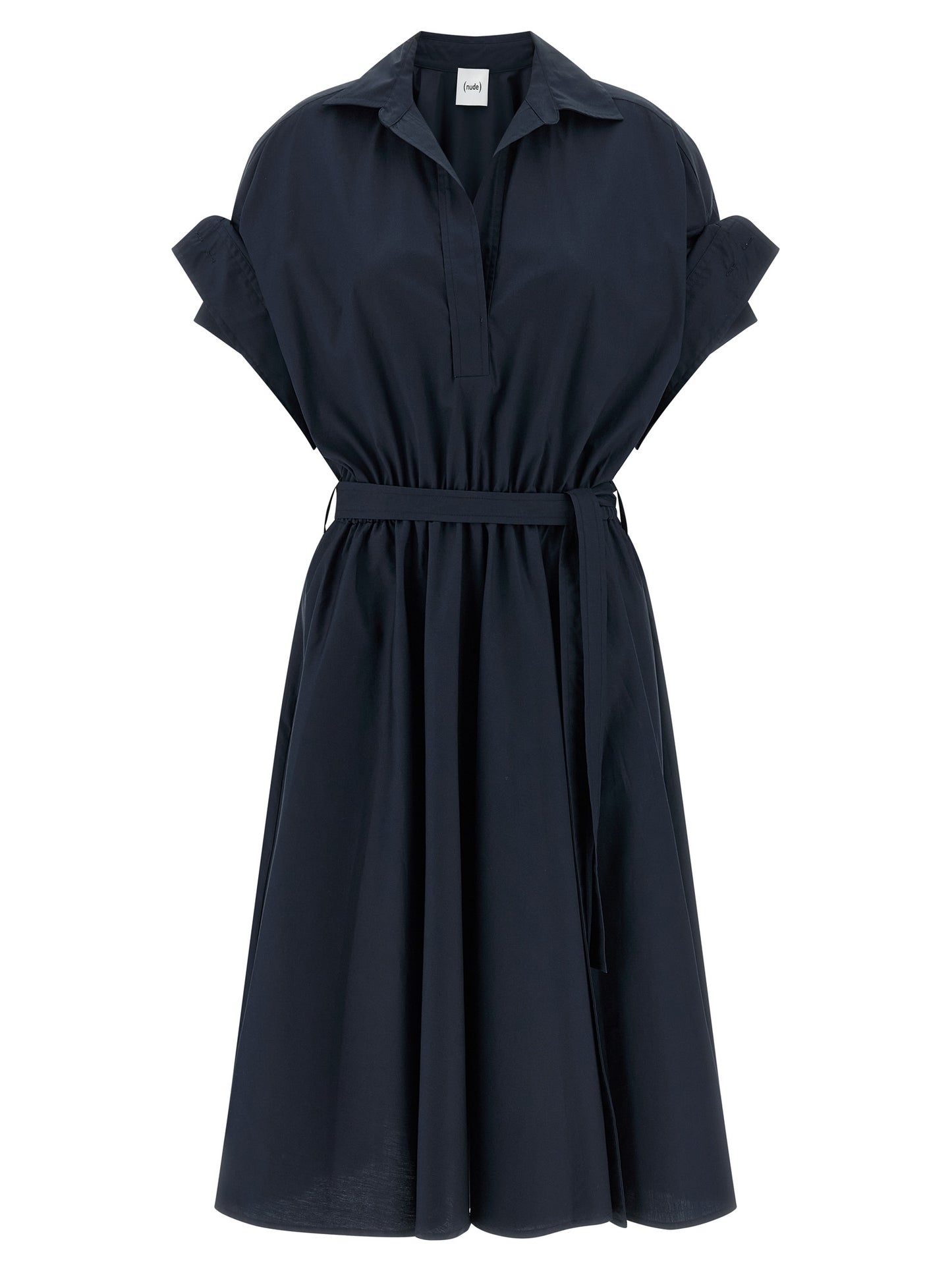 NUDE Blue Cotton Midi Dress